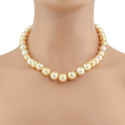 13.2-10mm Golden South Sea Pearl Necklace