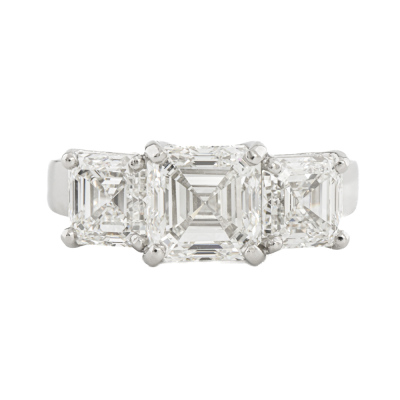 4.03ct Diamond Trilogy Ring GIA I SI1, H VVS-IF