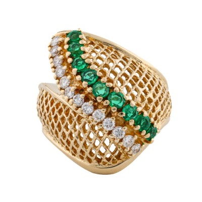 Emerald & Diamond 18ct Gold Ring