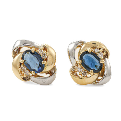 0.96ct Sapphire & Diamond Earrings