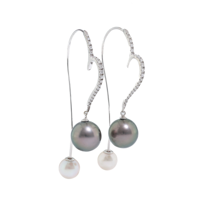 10mm Tahitian Pearl, 7mm Akoya Pearl Earrings