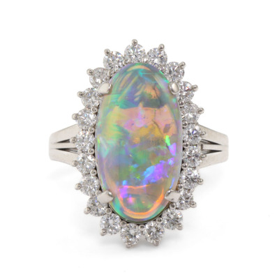 3.95ct Crystal Opal & Diamond Ring