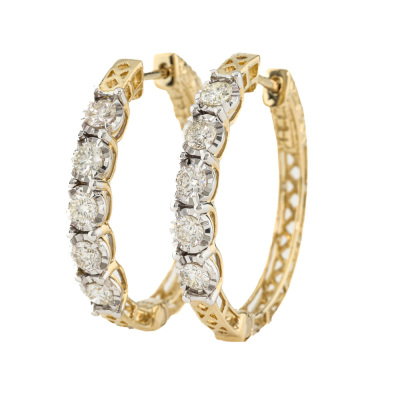 1.01ct Diamond Hoop Earrings