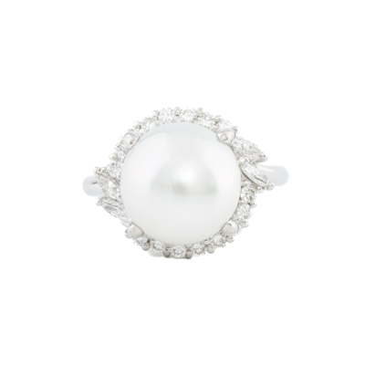 11.8mm South Sea Pearl & Diamond Platinum Ring