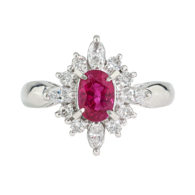 0.71ct Ruby & Diamond Platinum Ring