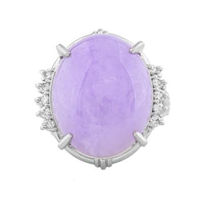 15.38ct Lavender Jade & Diamond Ring