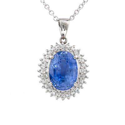 6.87ct Unheated Sri Lankan Sapphire Pendant GIA