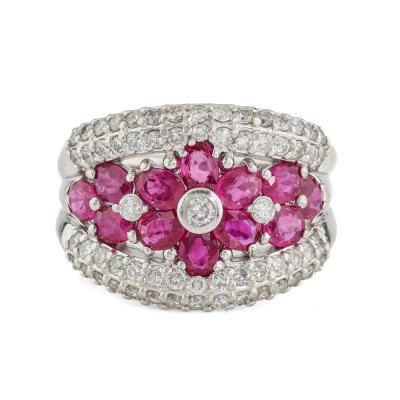 2.23ct Ruby & 1.03ct Diamond Platinum Ring