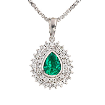 1.27ct Emerald & Diamond Pendant