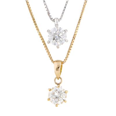 Set of 2 Diamond Solitaire Pendants 0.56ct & 0.52ct