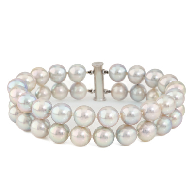 9.5-9.0mm Akoya Pearl Double Row Bracelet