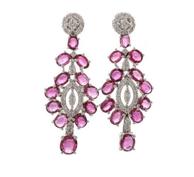 6.26ct Ruby & Diamond 18ct Gold Earrings