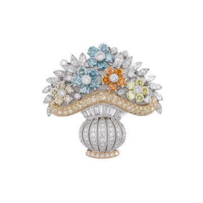 Sapphire & Diamond Flower Bouquet Brooch