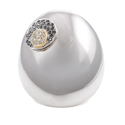 Black and White Diamond Gold Ring 35.8g