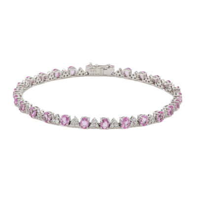 5.50ct Pink Sapphire & Diamond 18ct Gold Bracelet