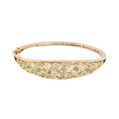 18ct Gold Bangle with Turquoise 21.8g