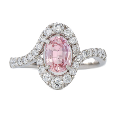 1.11ct Padparadscha Sapphire & Diamond Ring