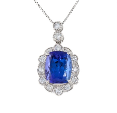 6.20ct Tanzanite & Diamond Platinum Pendant