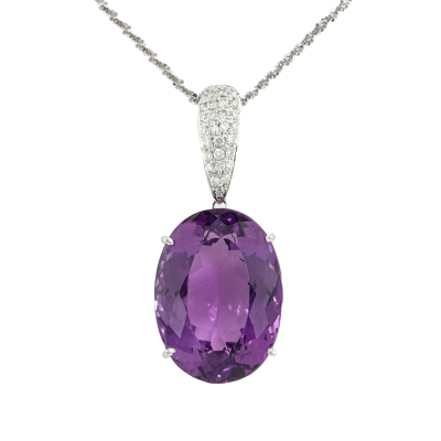 21.92ct Amethyst & Diamond Pendant