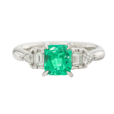 0.99ct Emerald & Diamond Platinum Ring
