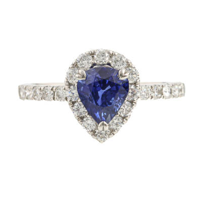 1.82ct Cornflower Blue & Diamond Ring