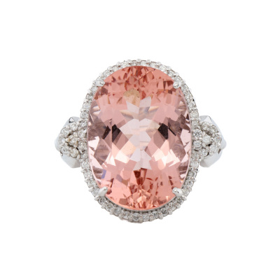 12.74ct Morganite & Diamond Ring