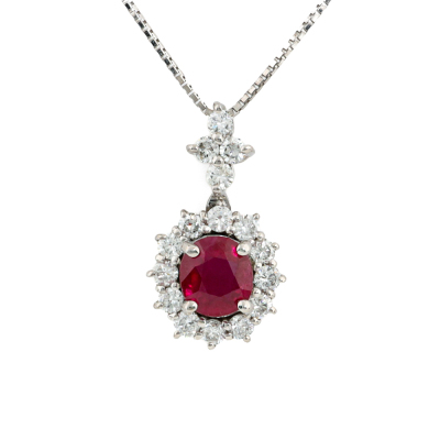 1.10ct Ruby & Diamond 18ct Gold Pendant