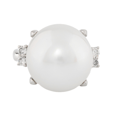 14.5mm South Sea Pearl & Diamond Ring