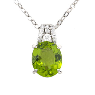 5.01ct Peridot & Diamond Platinum Pendant