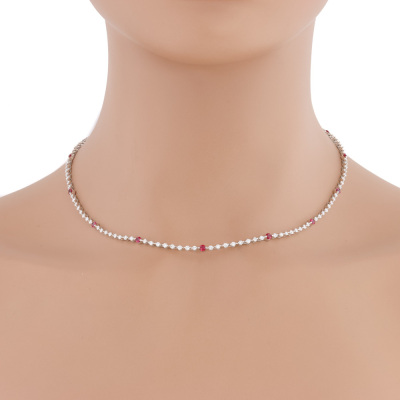 1.32ct Ruby & 3.03ct Diamond 18ct Gold Necklace