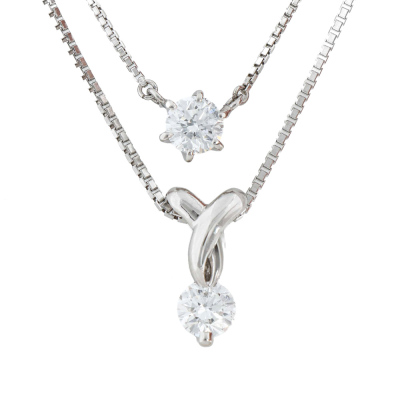 Set of 2 Diamond Solitaire Pendant