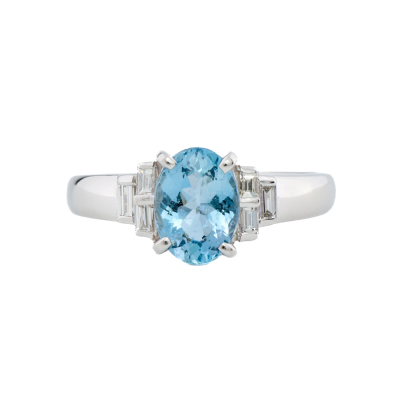 1.20ct Aquamarine and Diamond Ring