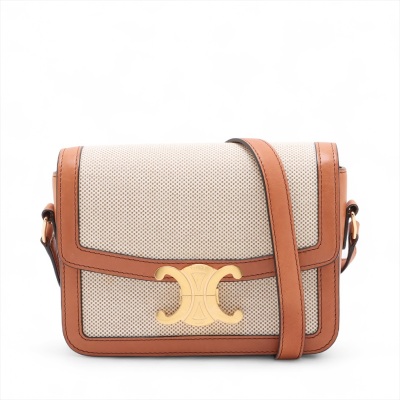 Celine Triomphe Bag in Textile and Calfskin