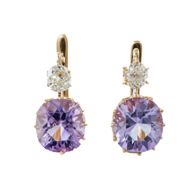 5.60ct Amethyst & Diamond Earrings