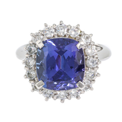 5.49ct Tanzanite & Diamond Platinum Ring
