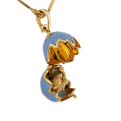 Faberge Enamel Swan Surprise Locket Pendant