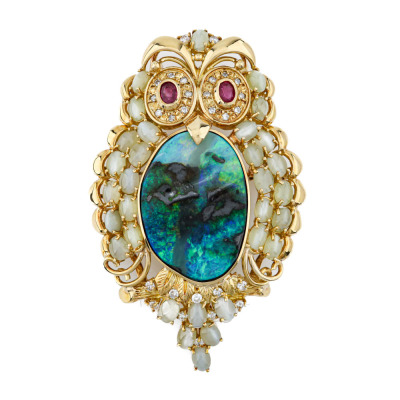 17.44ct Boulder Opal & Chrysoberyl Brooch