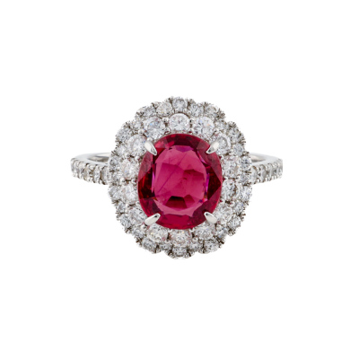 2.20ct Unheated Mozambique Ruby & Diamond Ring GRS