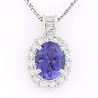 3.21ct Tanzanite & Diamond Pendant