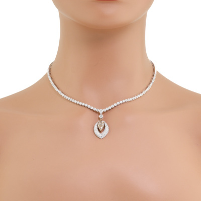 6.43ct Champagne & White Diamond Necklace