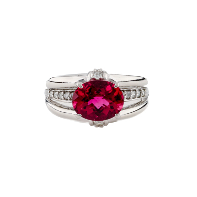 2.65ct Rubellite & Diamond Platinum Ring