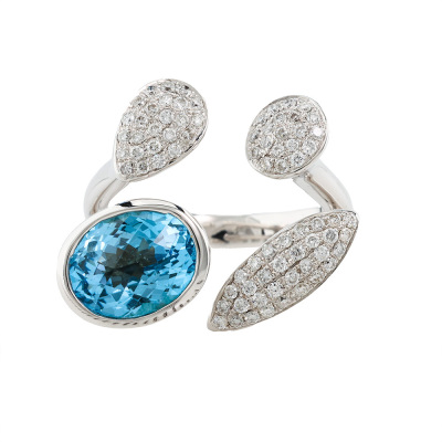 2.53ct Blue Topaz & 0.41ct Diamond Ring