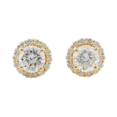 2.31ct Diamond Halo Stud Earrings