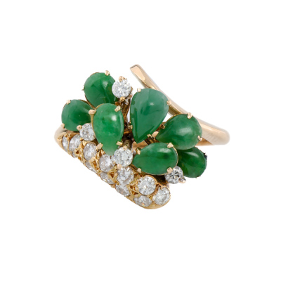 Jade & Diamond Ring 18ct Gold