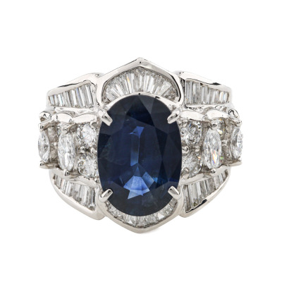 4.72ct Sapphire & 2.25ct Diamond Ring