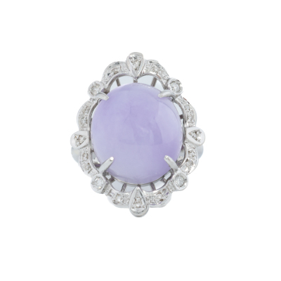 15.57ct Lavender Jade & Diamond Ring