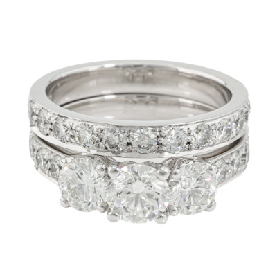 1.56ct Diamond Trilogy Ring GIA & Eternity Ring Set