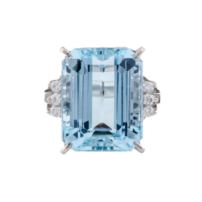13.14ct Aquamarine & Diamond Platinum Ring