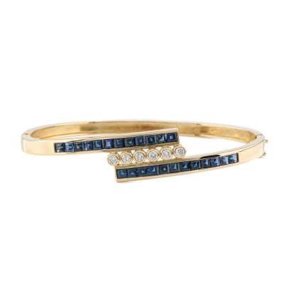 3.01ct Sapphire & Diamond 18ct Gold Bangle
