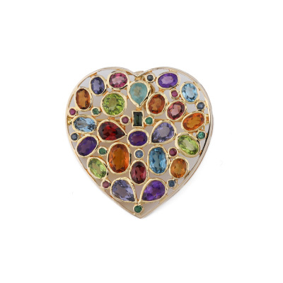 Multi Colour Gemstone Brooch